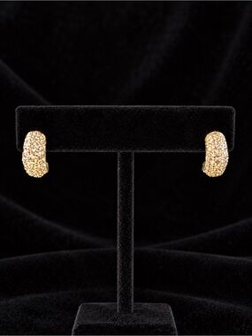 Roman Gold Pavé Huggie Hoop Earrings